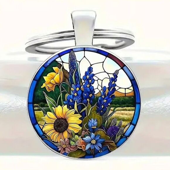Independent Accessories - Stainless Steel WILDFLOWERS Keyring Keychain Accessory